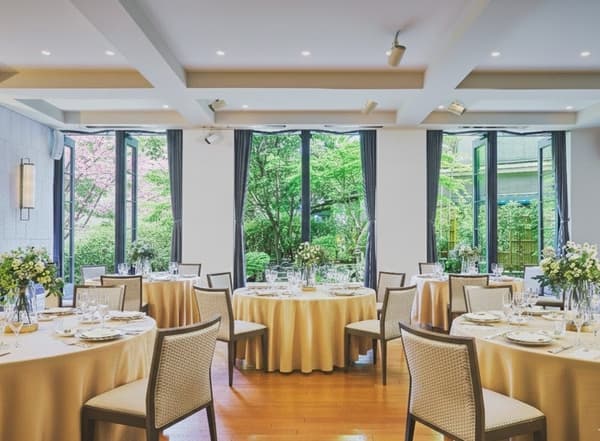 Bamboo Court reception hall with garden views