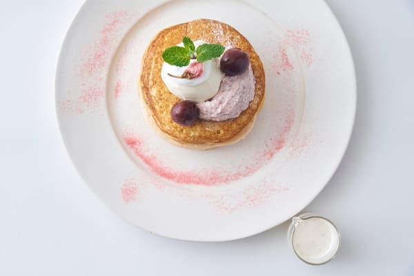 Cherry and Sakura Cream Hanami Pancake with toppings