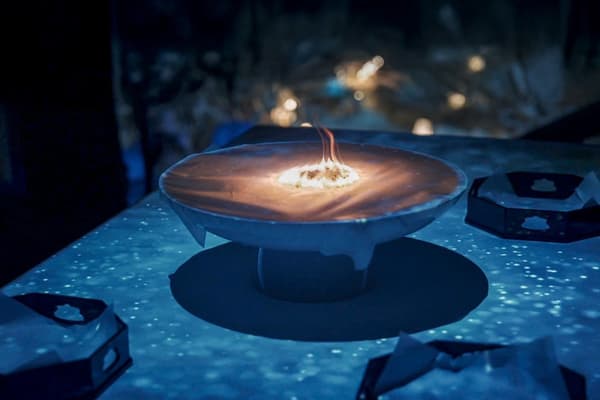 Digital art kaiseki dining scene