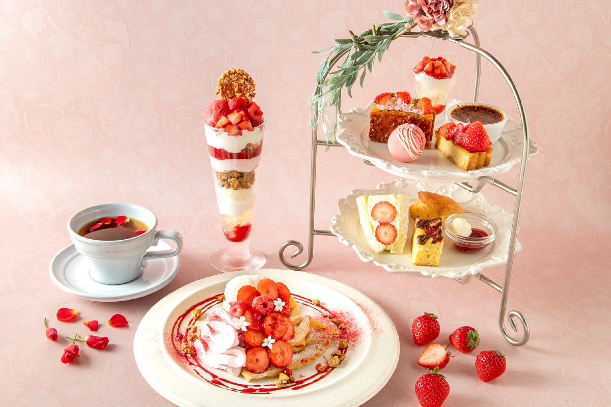 Strawberry and flower spring sweets collection