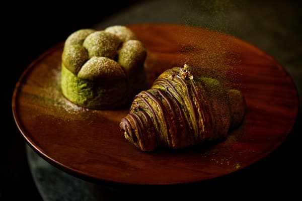 Matcha and Milk Chocolate Mousse / Flower Matcha Focaccia / Nara Matcha Croissant