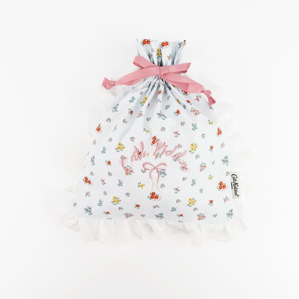 Cotton Lace Drawstring Pouch Sax