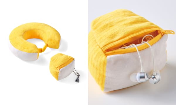 Juego de dos piezas que muestra la almohada cervical y el estuche en forma de rebanada