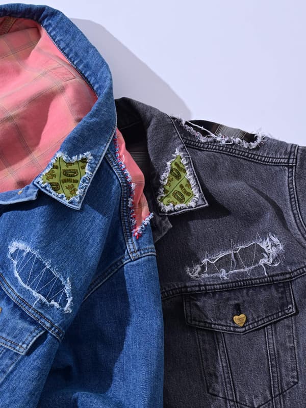 Primer plano de los detalles de la chaqueta tracker de denim