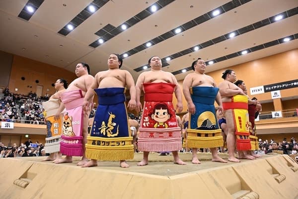 Sumo wrestler in ceremonial attire