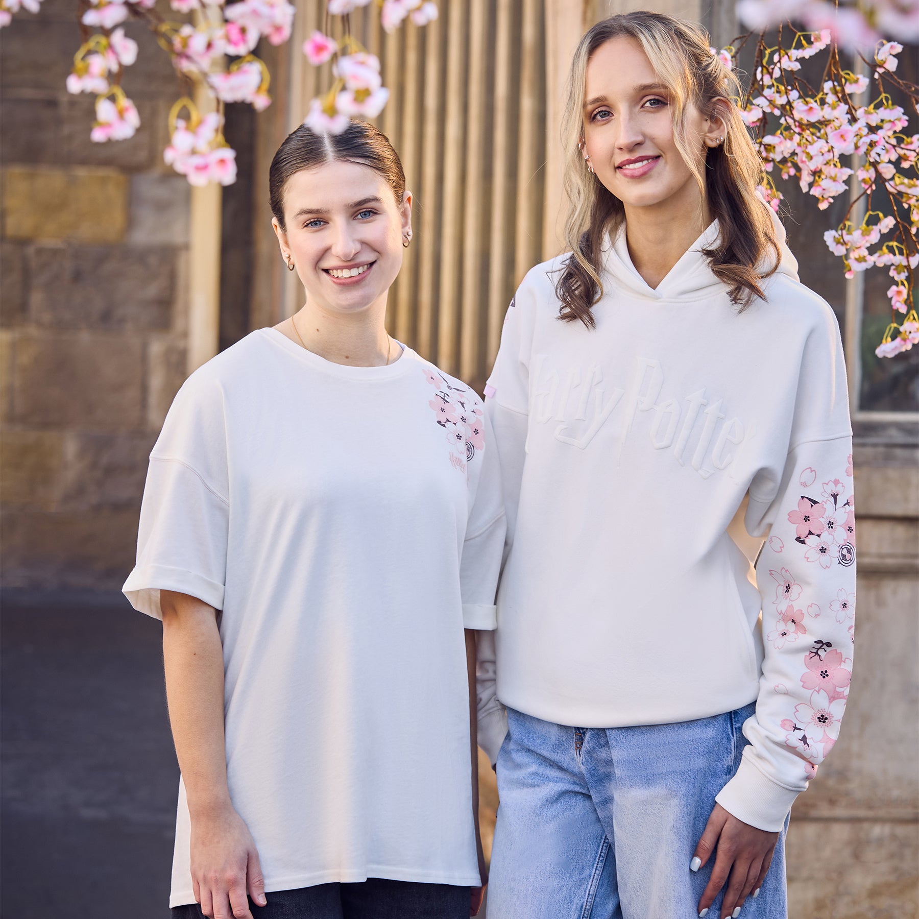 Sakura White Hoodie and T-Shirt