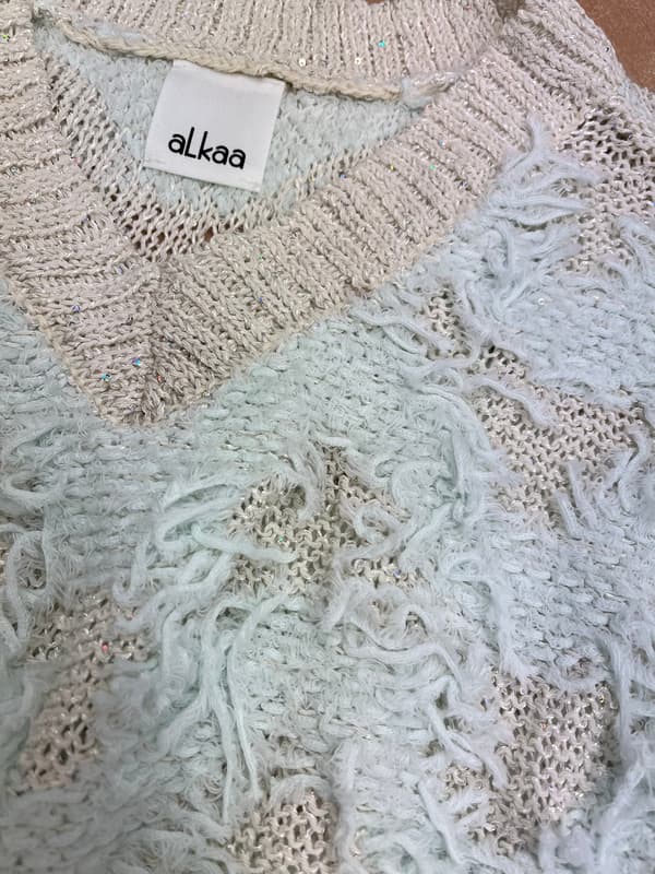 Cotton Fringe Detail Vest Knit