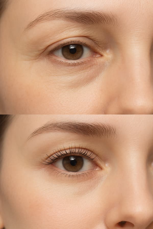 Diferencias en la apariencia de los ojos debido a las pestañas (efecto de maquillaje)