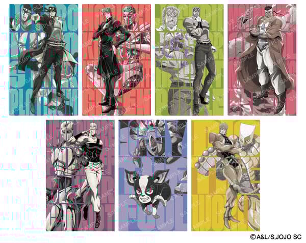 Seven travel-themed stickers with characters