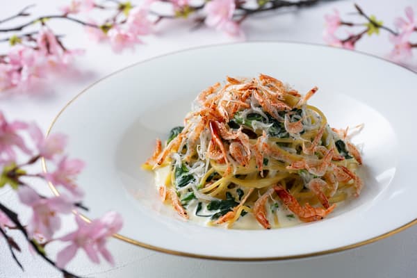 Sakura Shrimp and Whitebait Cream Pasta (Tea Salon Pikake)