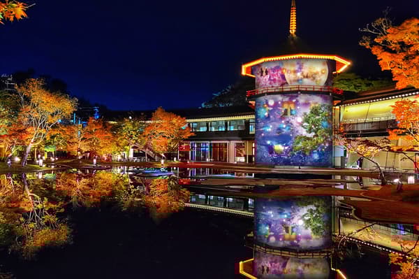 Proyección de mapeo en la pagoda