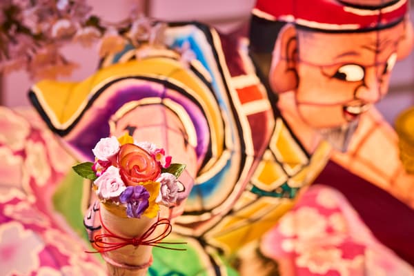 Crepe de ramo de flores de primavera