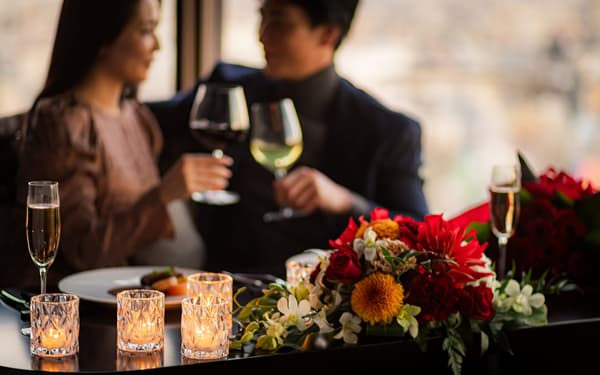 Romantic dinner table setting