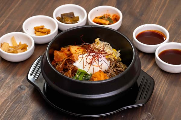 Hot Bibimbap with Melted Egg and Aged Brown Rice