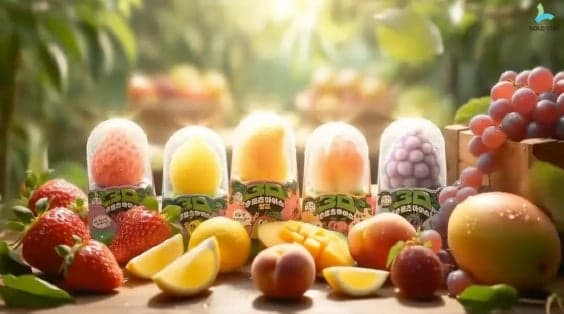 Exhibición de productos de Helados de Fruta 3D