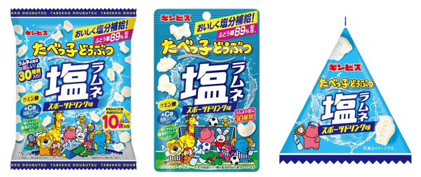 Tabekko Dobutsu Rasa Minuman Olahraga Garam Ramune — kemasan besar 80g (10 bungkus 8g), kemasan zip-lock (38g), dan kemasan tetra (15g)