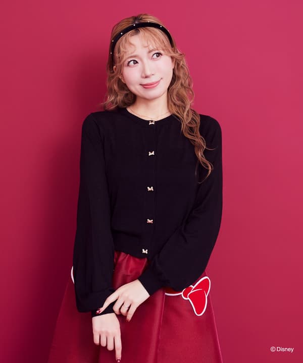 คาร์ดิแกน UV กระดุม Minnie Ribbon สีดำ