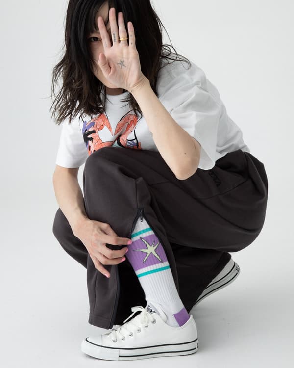 Kae Tanaka 자수 스웨트팬츠・자카드 양말