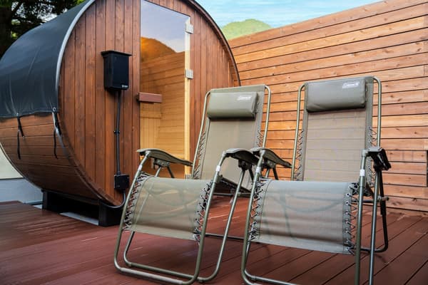 Private Finnish sauna where you can relax in nature, with views of starry skies at night