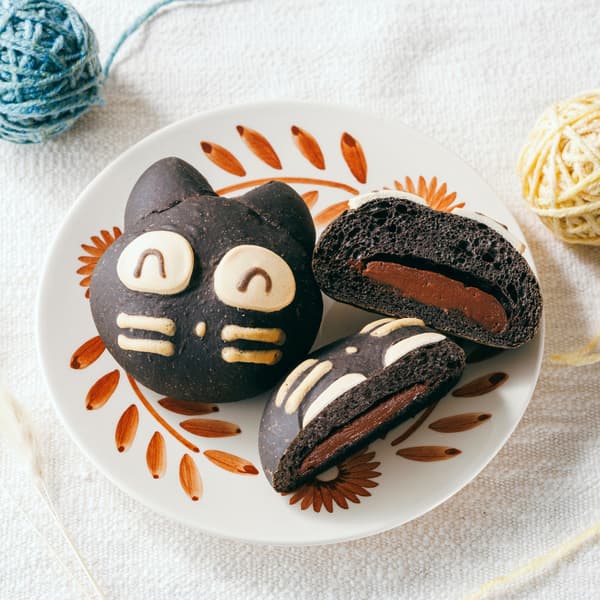 Nekochan pan con forma de gato con crema de chocolate