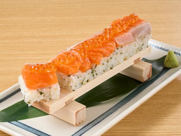 Salmon and Ikura Oshi-Zushi