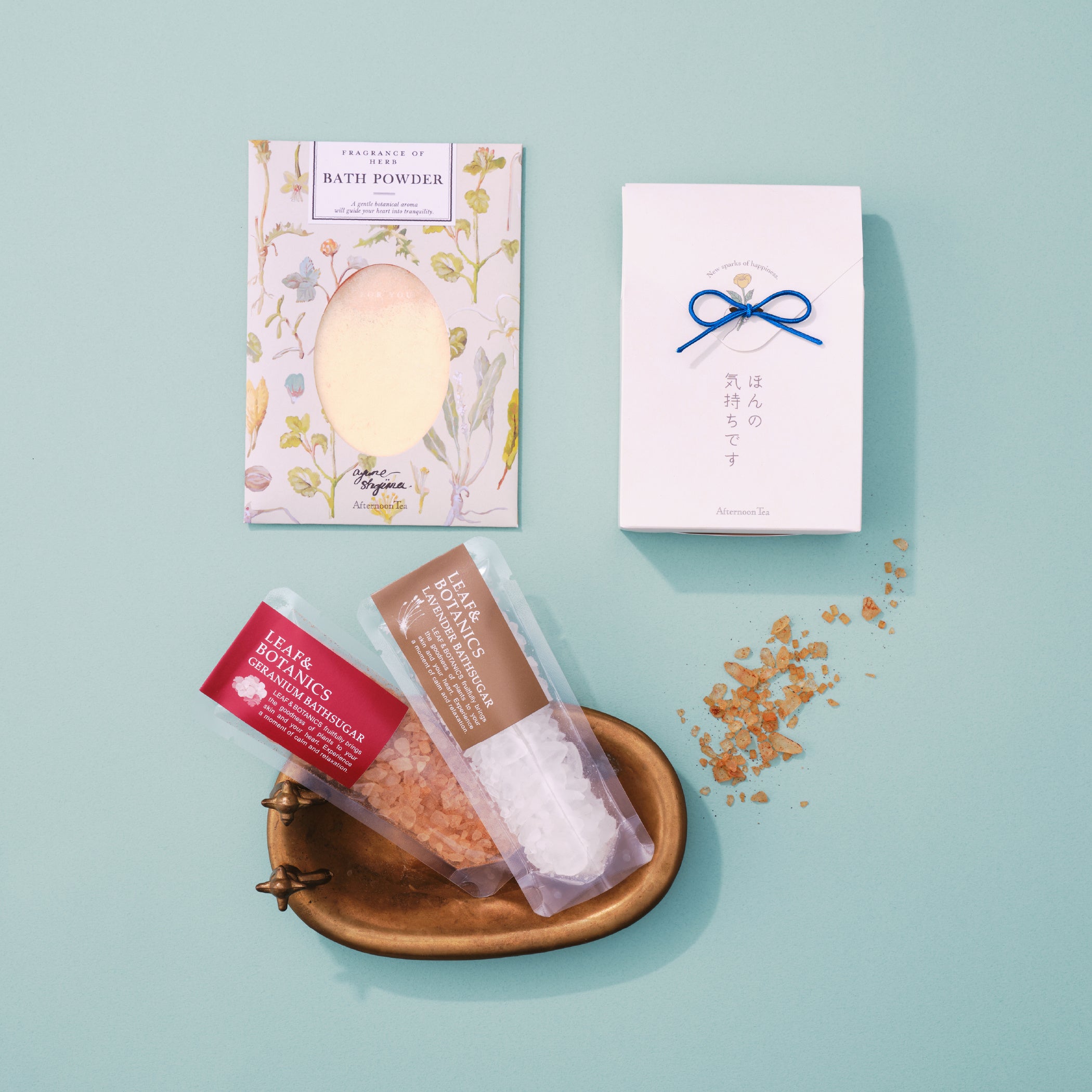 Bubuk Mandi ¥385, Set Bahan Tambahan Mandi Obat ¥550, Gula Mandi (Geranium, Lavender) ¥286 per buah