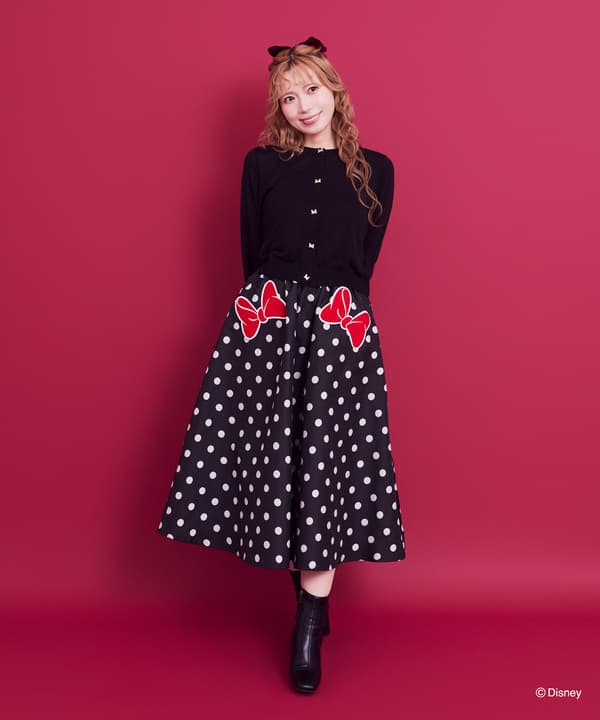 กระโปรงจับจีบ Minnie Ribbon สีดำ