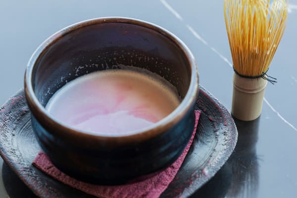 Cherry blossom latte welcome drink