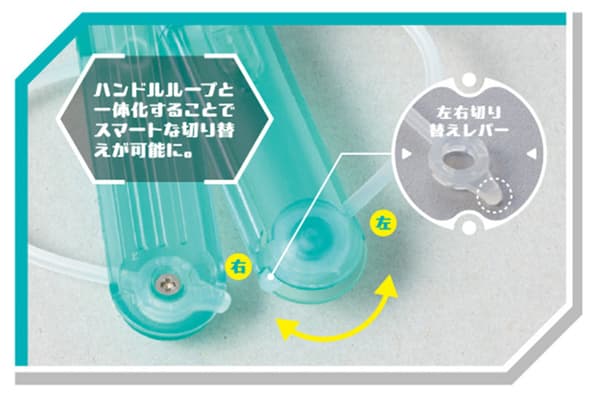 좌/우 전환 레버는 핸들 루프와 통합되어 매끄럽게 손잡이를 전환할 수 있습니다.