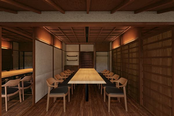 La sala Satsuki (6 personas) y la sala Hinageshi (10 personas) se pueden combinar para un total de hasta 16 personas