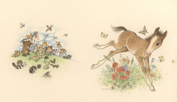 세카이분카샤 “달려라 코마” 1권 — 오하나시 란도, 원화 수채화, 1980