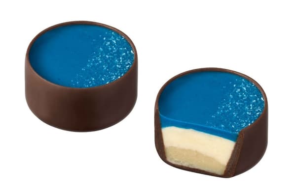 Dark chocolate with lemon ganache and glitter decoration