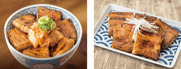 Kimchi pork belly bowl and pork belly plate