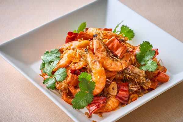 Szechuan-style garlic shrimp