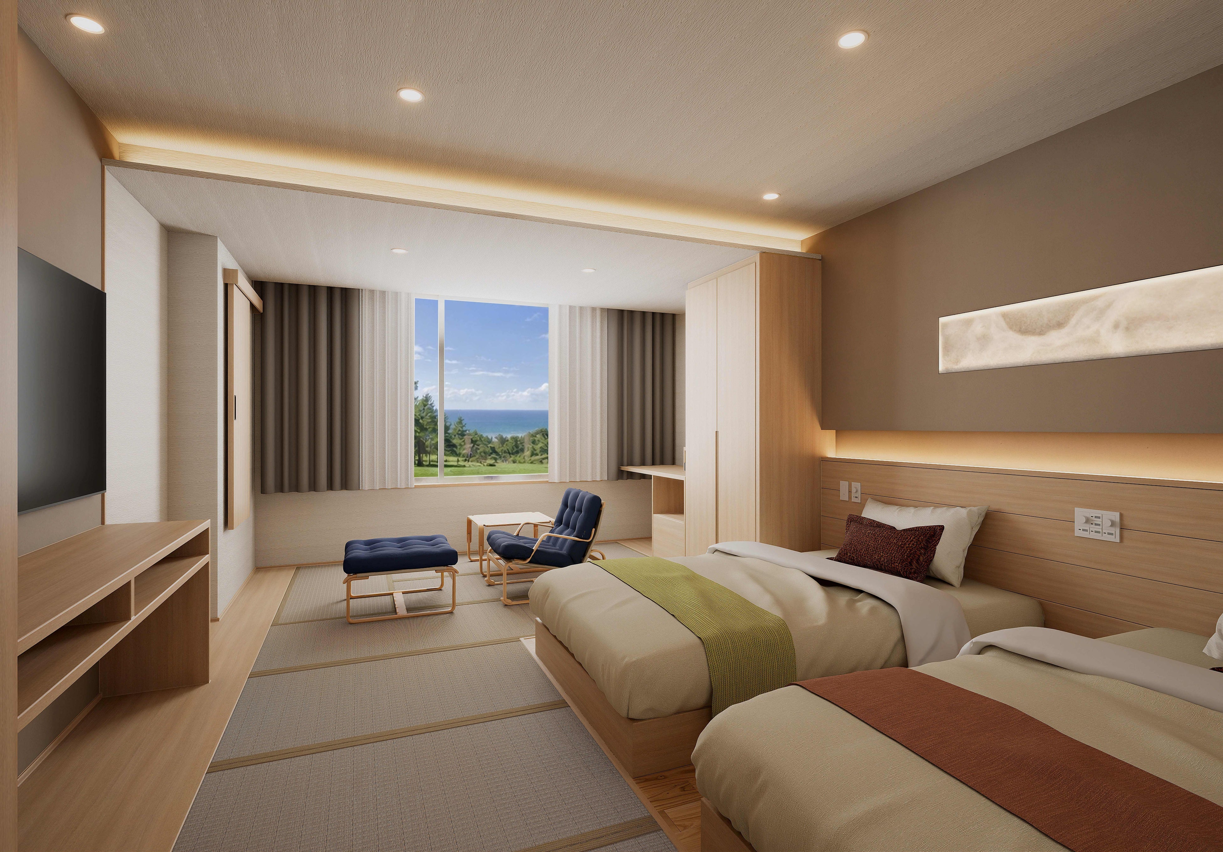 Room with Echizen washi paper lighting