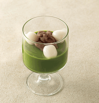 Pudín de judías blancas Uji Matcha