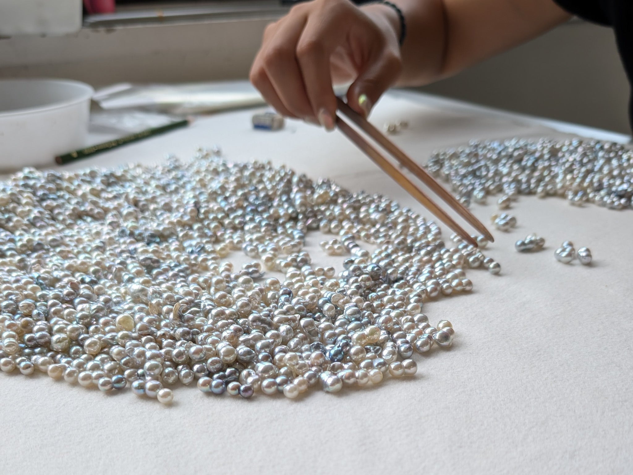 Trabajo de selección de perlas