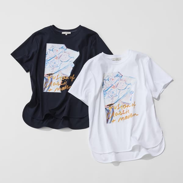 Anniversary Print T-shirt in white and navy