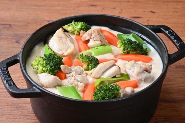 Akita vegetables and snow leek cream stew