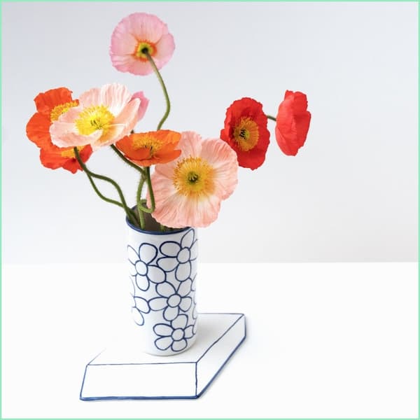 Platform Vase Floral Pattern FP5 — Seto