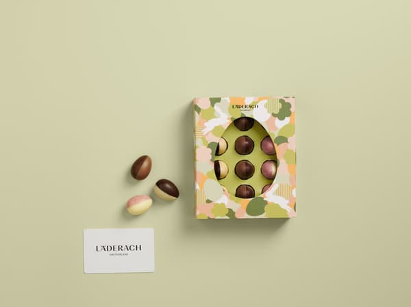Läderach Duo Eggs stylish two-tone Easter chocolate assortment