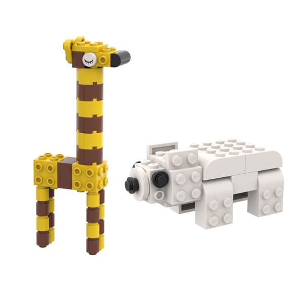 Giraffe and Polar Bear LEGO Builds