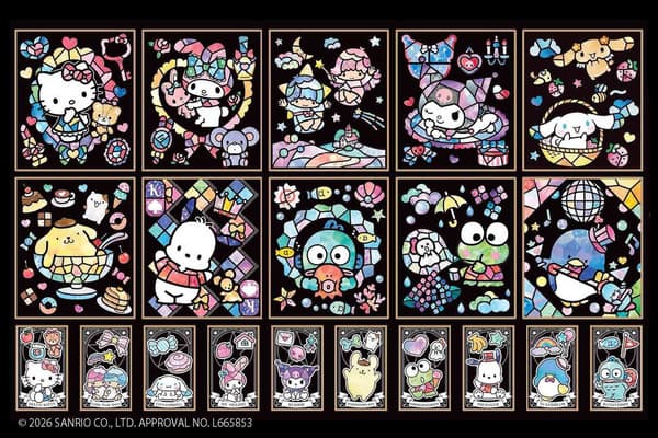 산리오 캐릭터를 담은 대형 및 카드형 작품