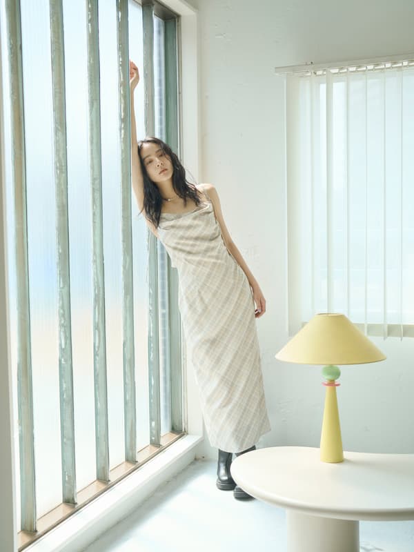 Back Design Check Camisole Dress