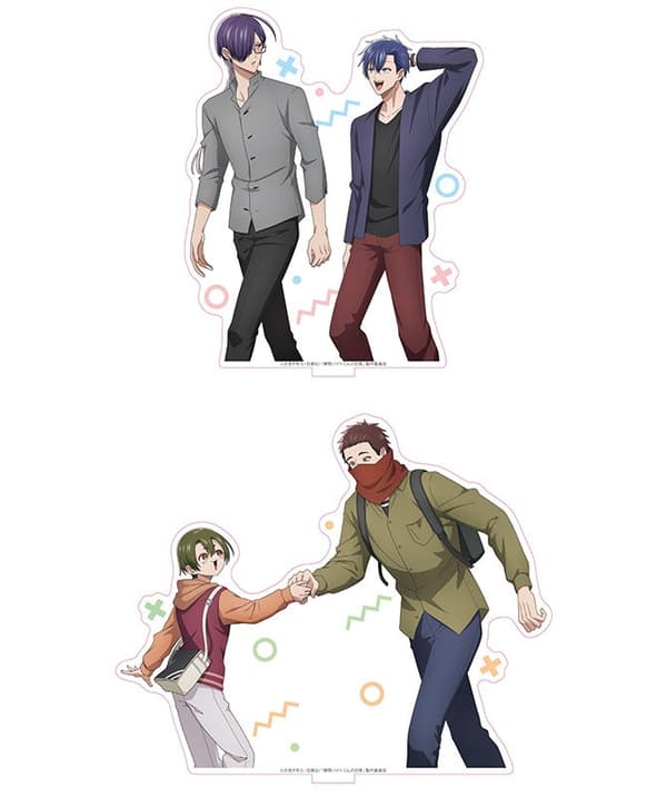 Animate独家套装附赠的亚克力立牌（上：第1卷 Sero & Shiu；下：第2卷 Mike & Hugh）