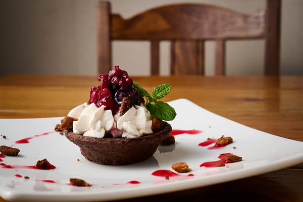Rice Flour Chocolate Tart with Berry Sauce