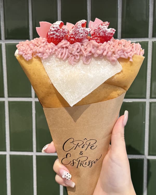 Sakura Mont Blanc and Strawberry Mochi crepe