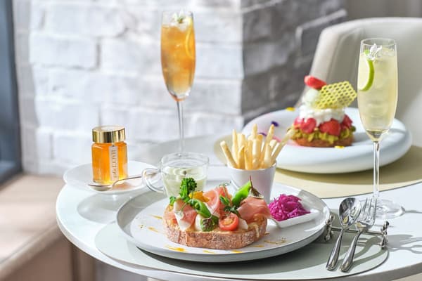 Rye Bread with Prosciutto and Spring Vegetables, Passion Fruit Accent