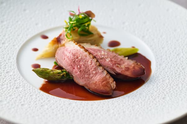 Duck roti with new potato gratin