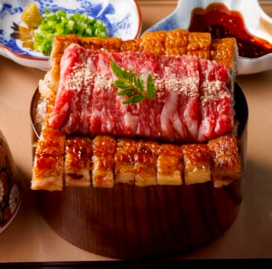 Premium wagyu beef served hitsumabushi-style